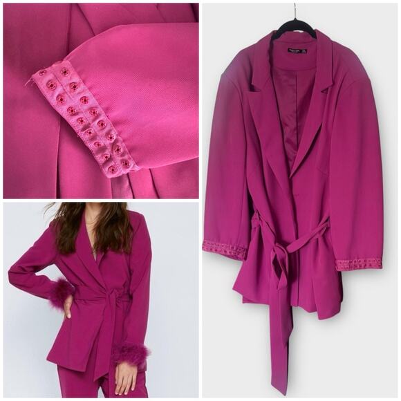 Nasty Gal Jackets & Blazers - Nasty Gal plus size pink blazer jacket with tie waist, size 22